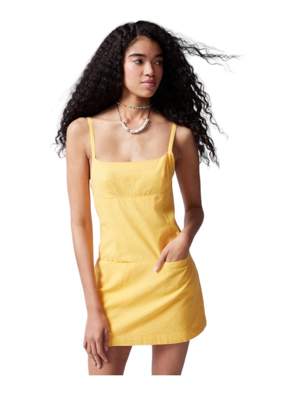 Urban Outfitters UO Dream Shift Yellow Sleeveless Tank Mini Dress Size Large